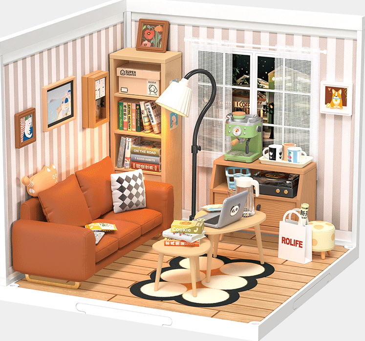 Rolife Cozy Living Lounge - DIY Plastic Miniature House - DW007