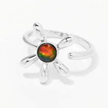 Canadian Ammolite Gems by Kenneth Bradley 'Adelaine' Ring in Rhodium Plated Sterling Silver