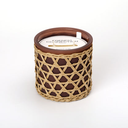 French Connection Woven Detail Luxury Candle 425g - Over 55 hours burn time