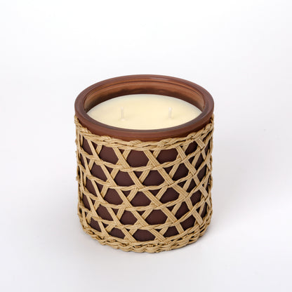 French Connection Woven Detail Luxury Candle 425g - Over 55 hours burn time