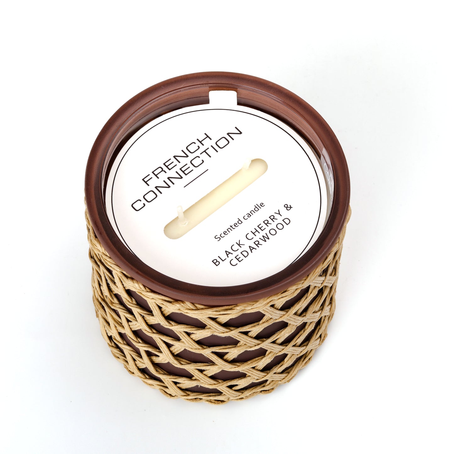 French Connection Woven Detail Luxury Candle 425g - Over 55 hours burn time