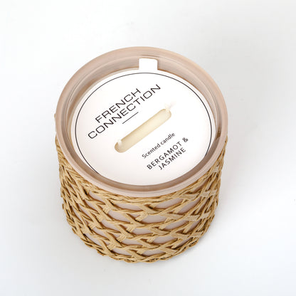 French Connection Woven Detail Luxury Candle 425g - Over 55 hours burn time