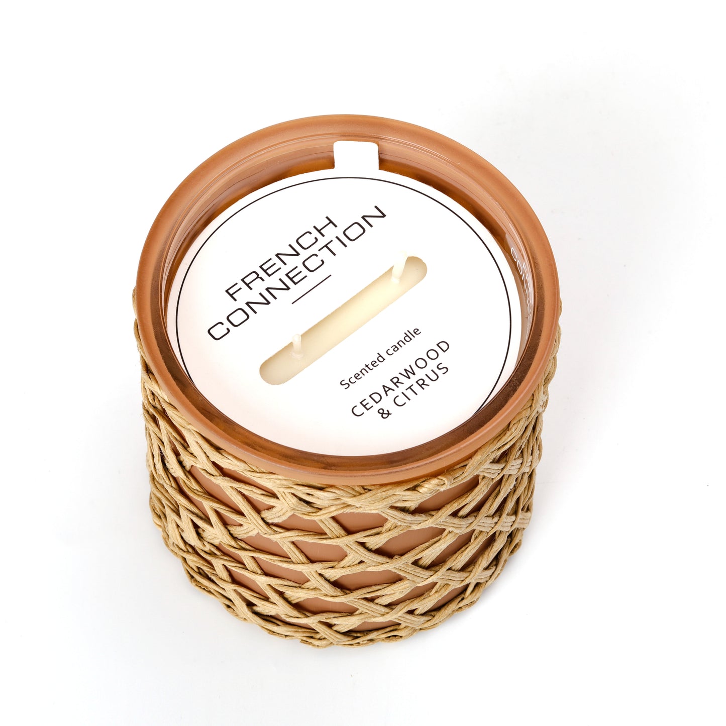 French Connection Woven Detail Luxury Candle 425g - Over 55 hours burn time