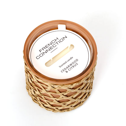 French Connection Woven Detail Luxury Candle 425g - Over 55 hours burn time