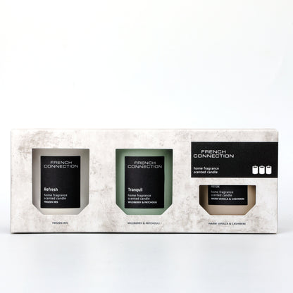 French Connection Stone Range Trio of Candles Gift Set - 3 x 140g