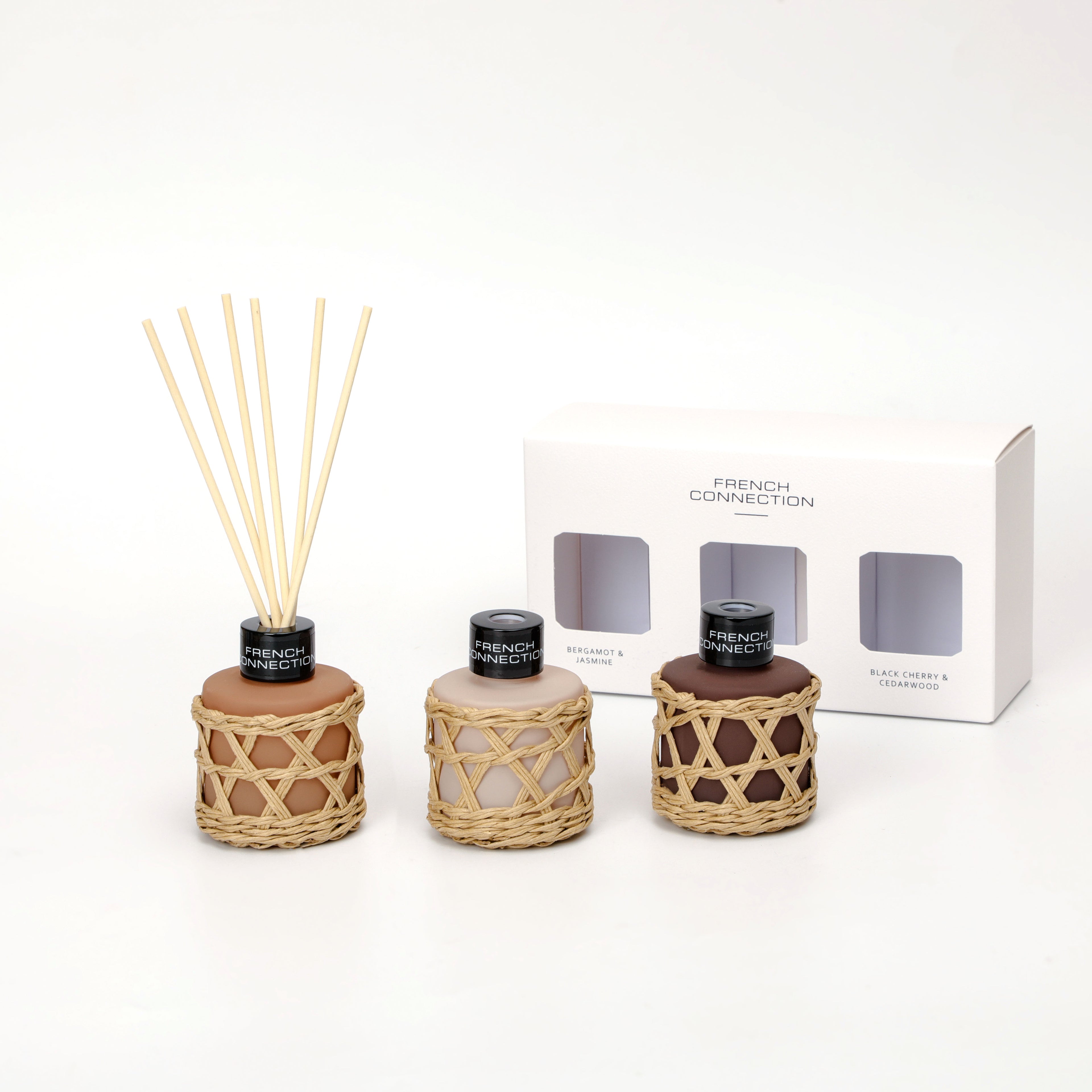 French Connection Woven Detail Trio of Reed Diffuser Gift Set 3 x 50ml