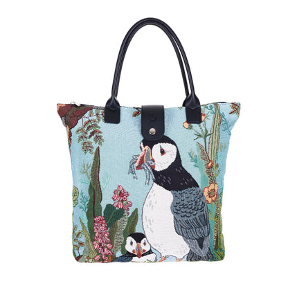 Signare Tapestry Puffin Foldaway Bag with Wristlet