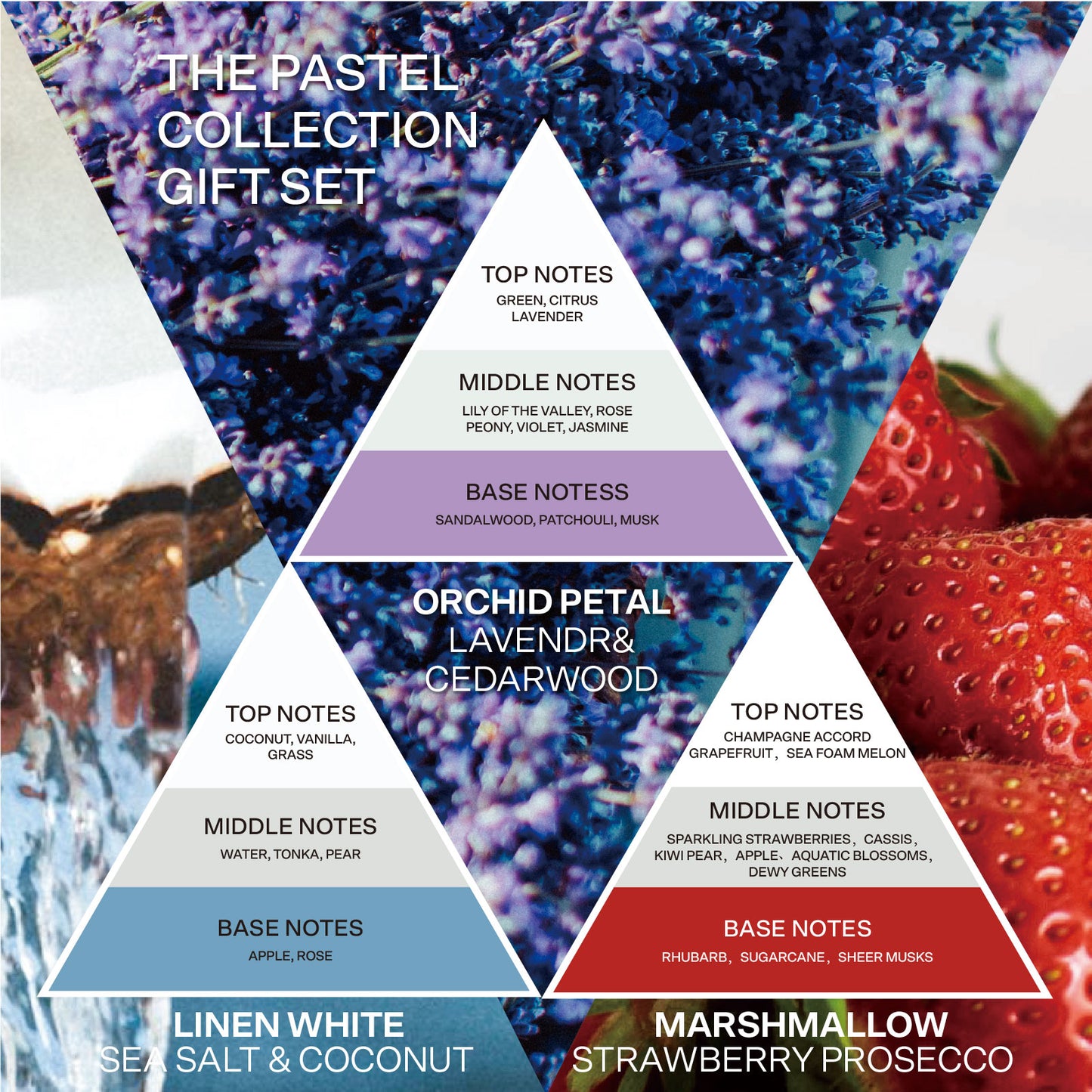 French Connection Pastel Range Trio of Candles Gift Set 3 x 47g