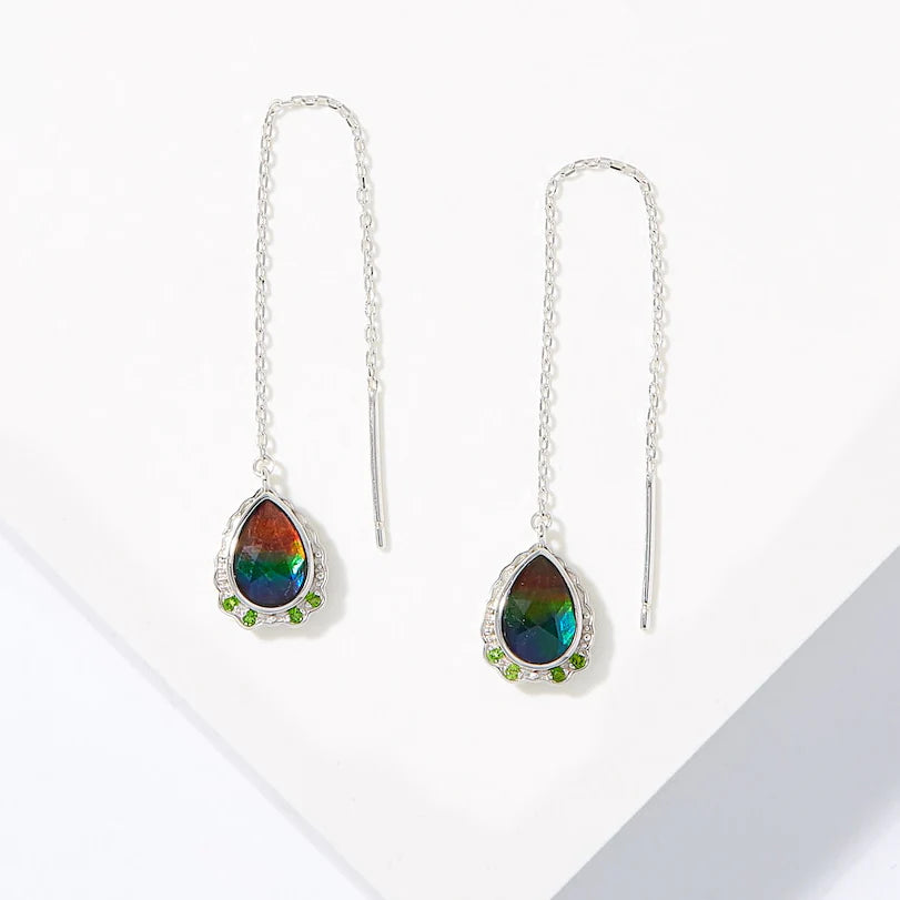Canadian Ammolite Gems by Kenneth Bradley ‘Francis’ Earrings with Chrome Diopside