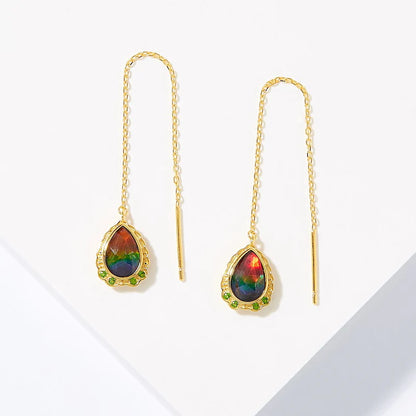Canadian Ammolite Gems by Kenneth Bradley ‘Francis’ Earrings with Chrome Diopside