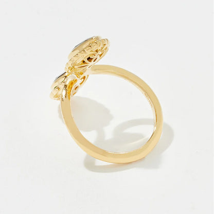 Canadian Ammolite Gems by Kenneth Bradley ‘Francis’ Ring with Chrome Diopside in 14k Yellow Gold