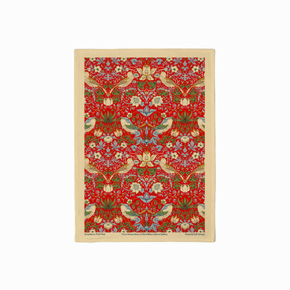 William Morris Gallery Kitchen Set - Single Oven Glove, Pot Holder & Tea Towel - Strawberry Thief Red