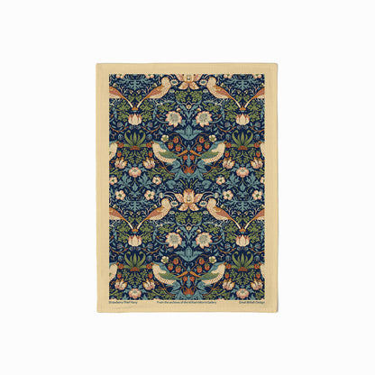 William Morris Gallery Kitchen Set - Single Oven Glove, Pot Holder & Tea Towel - Strawberry Thief Navy