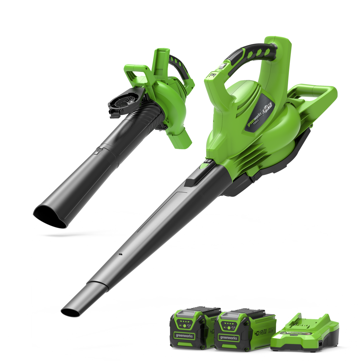 Greenworks 40V DigiPro Blower & Vacuum Kit – Two 2Ah Batteries – product kit