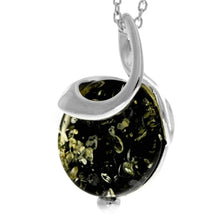 925 Sterling Silver & Genuine Baltic Amber Modern Pendant on 18" Chain