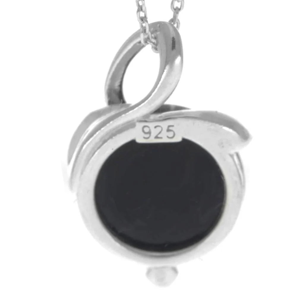 925 Sterling Silver & Genuine Baltic Amber Modern Pendant on 18" Chain