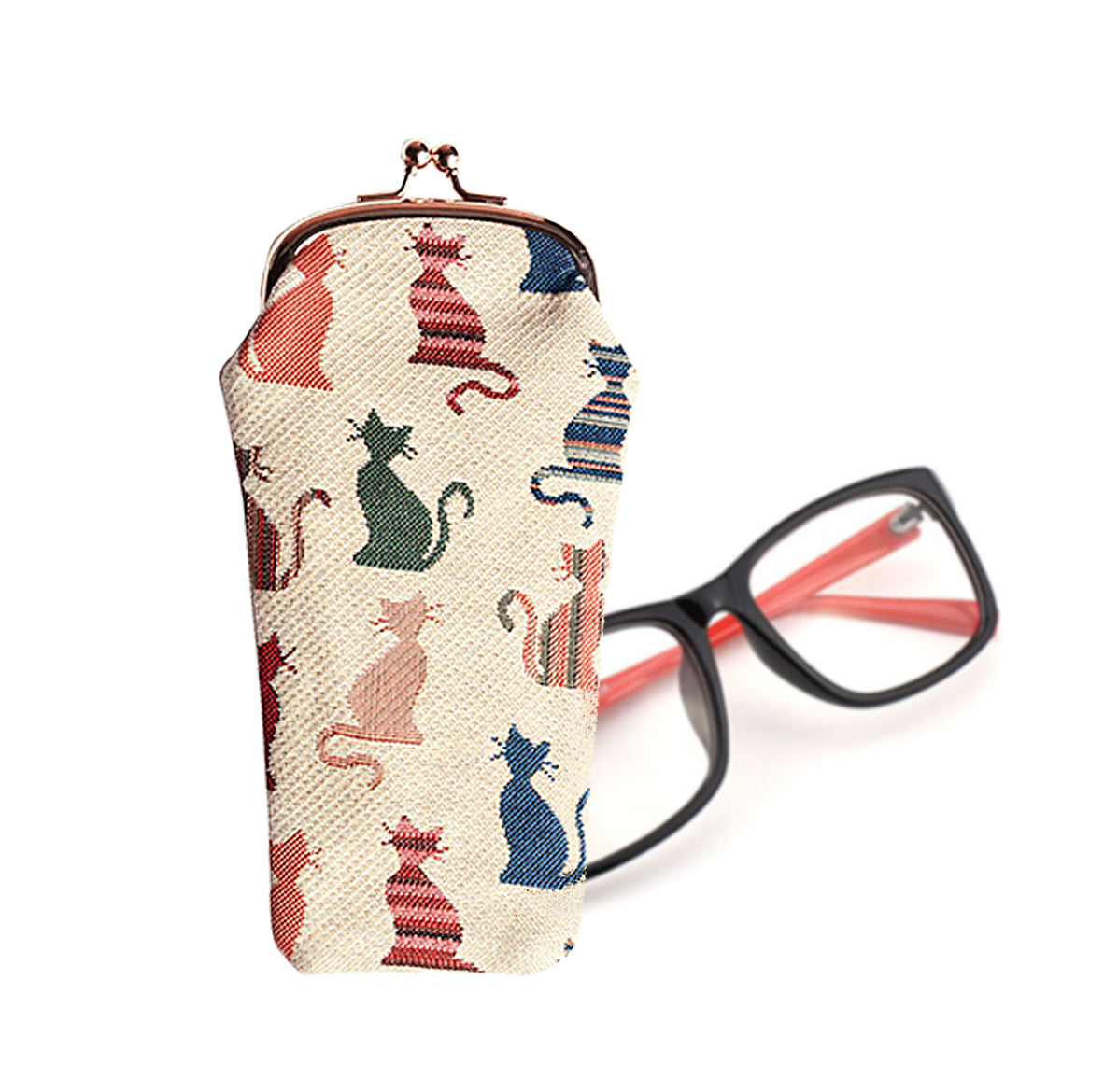 Signare Tapestry Cheeky Cat Glasses Case and Frame Purse
