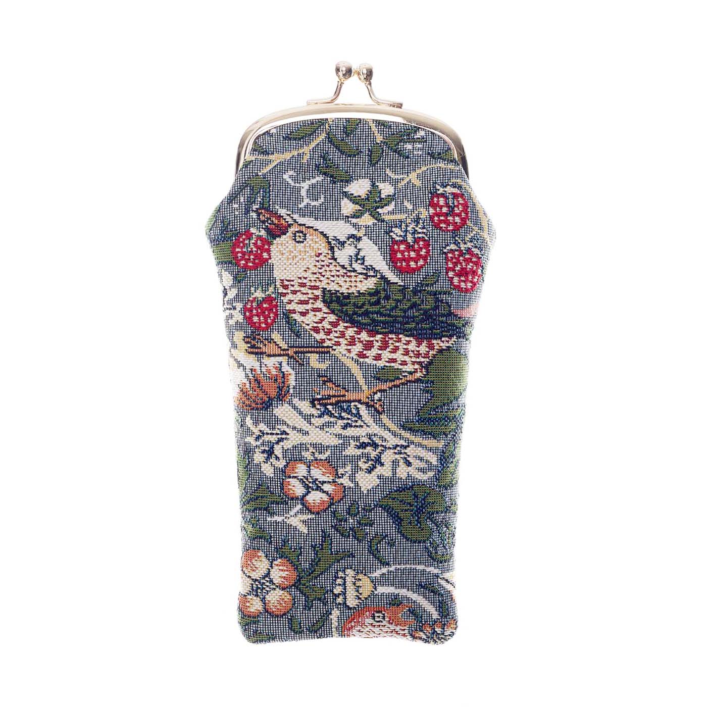 Signare Tapestry William Morris Strawberry Thief Grey Glasses Case with Purse