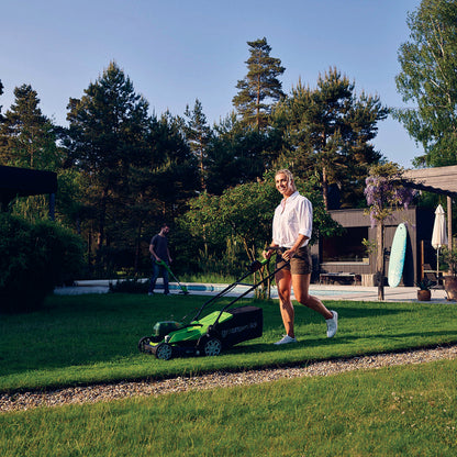 Greenworks 48V 36cm Cordless Lawnmower with 2 x 2Ah Batteries & Twin Charger