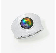 Canadian Ammolite Gems by Kenneth Bradley ‘Greta’ Ring in Rhodium Plated Sterling Silver