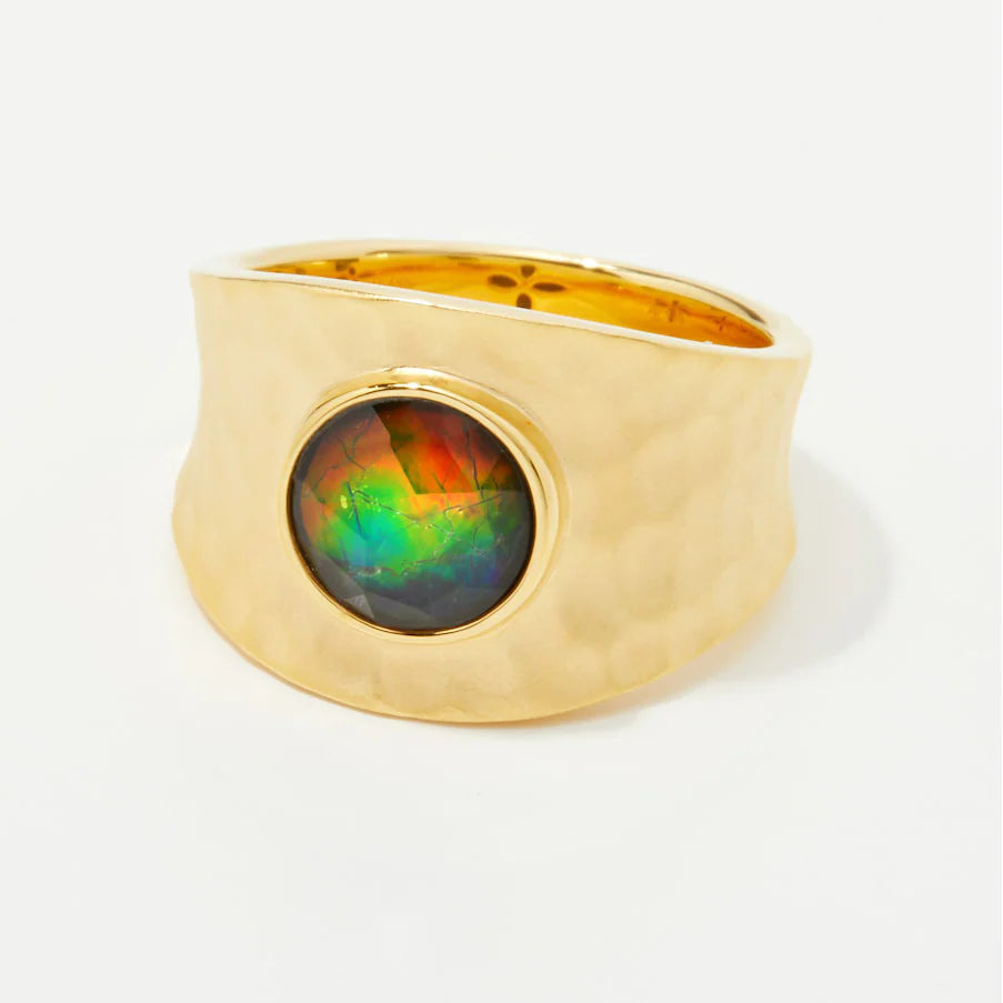 Canadian Ammolite Gems by Kenneth Bradley ‘Greta’ Ring in 14k Yellow Gold