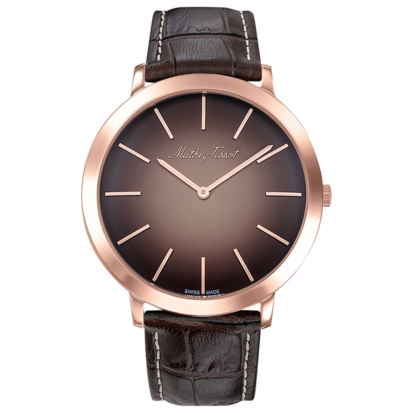Mathey-Tissot Darius H7915PS Rose Gold Plated Leather Watch