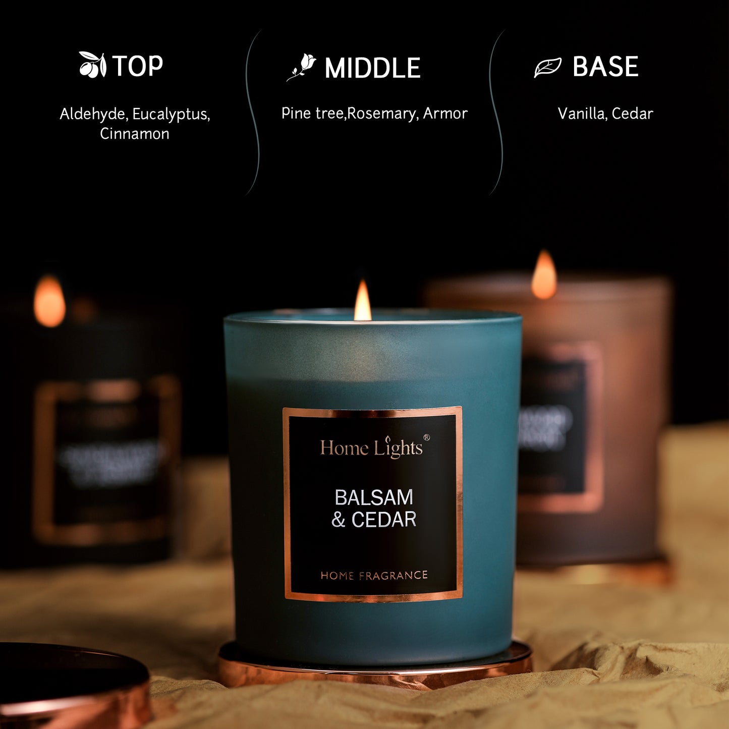 Home Lights Natural Soy Wax Luxury Scented Candle 215g - Up to 35 hours burn time