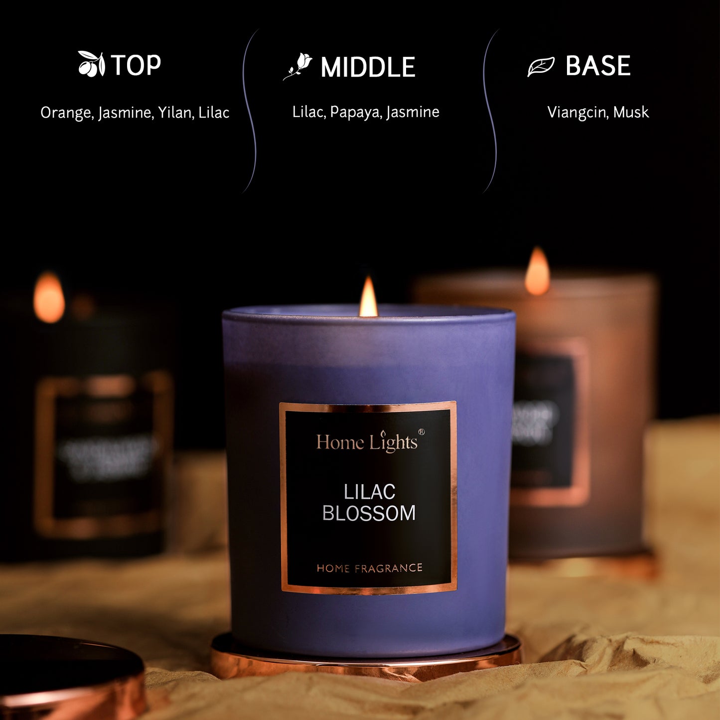 Home Lights Natural Soy Wax Luxury Scented Candle 215g - Up to 35 hours burn time