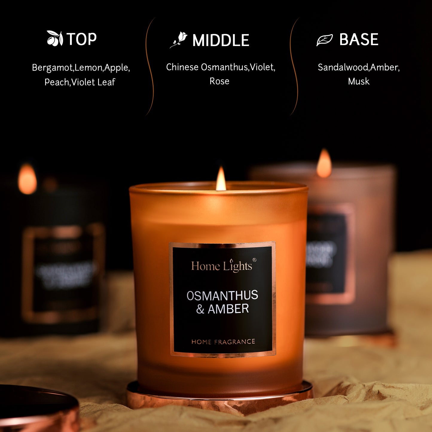 Home Lights Natural Soy Wax Luxury Scented Candle 215g - Up to 35 hours burn time