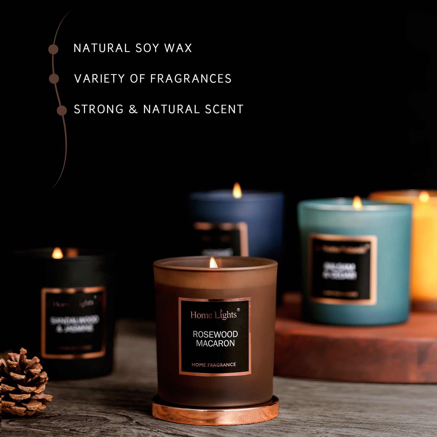 Home Lights Natural Soy Wax Luxury Scented Candle 215g - Up to 35 hours burn time