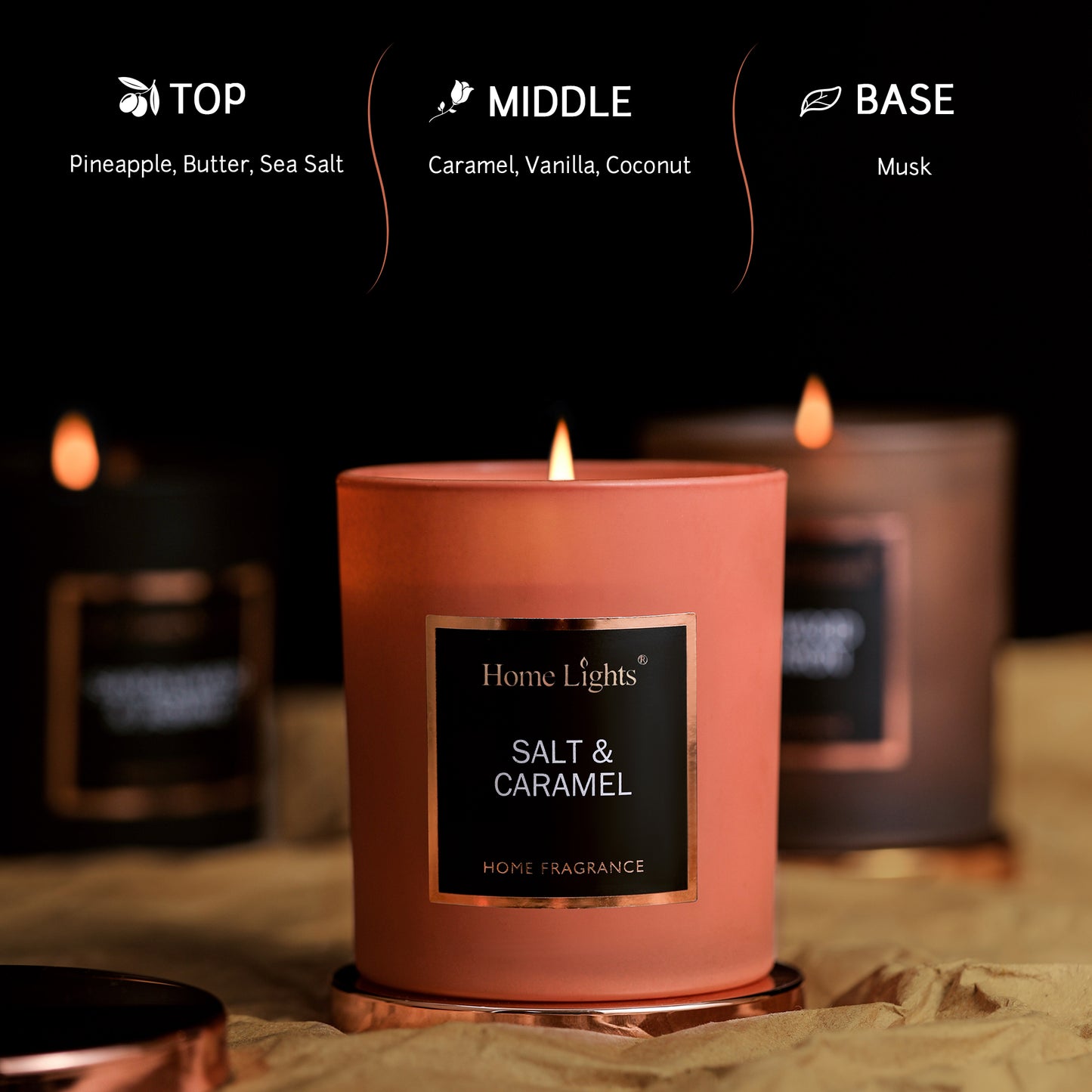 Home Lights Natural Soy Wax Luxury Scented Candle 215g - Up to 35 hours burn time