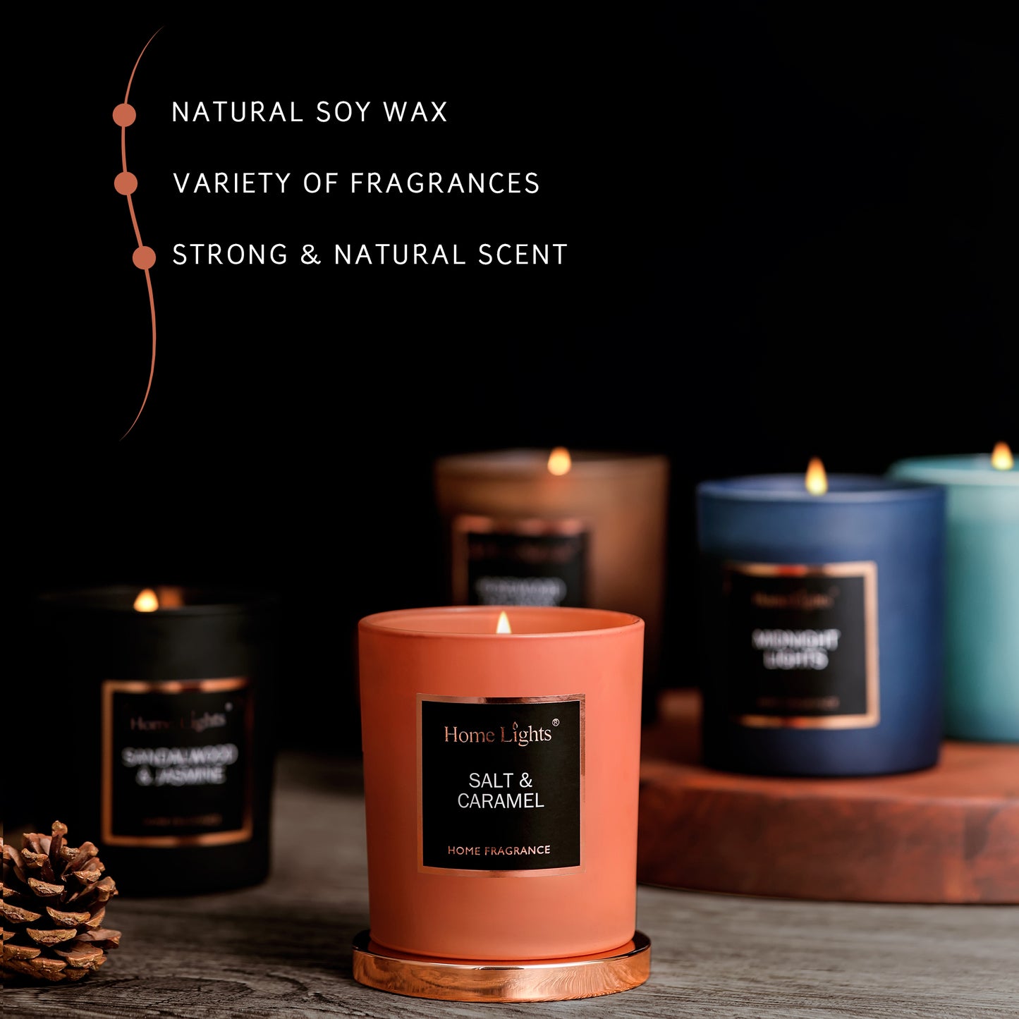 Home Lights Natural Soy Wax Luxury Scented Candle 215g - Up to 35 hours burn time