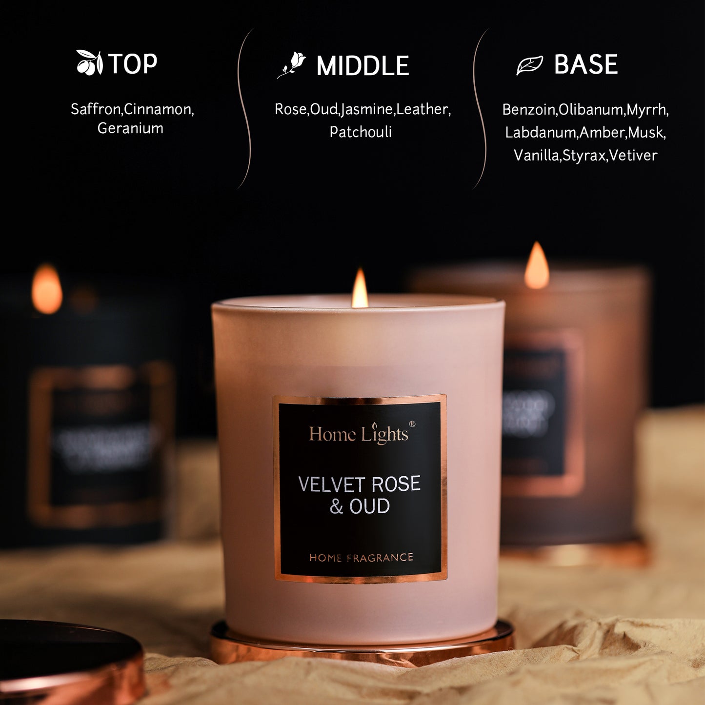 Home Lights Natural Soy Wax Luxury Scented Candle 215g - Up to 35 hours burn time
