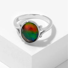 Canadian Ammolite Gems by Kenneth Bradley ‘Jackie’ Ring in Rhodium Plated Sterling Silver