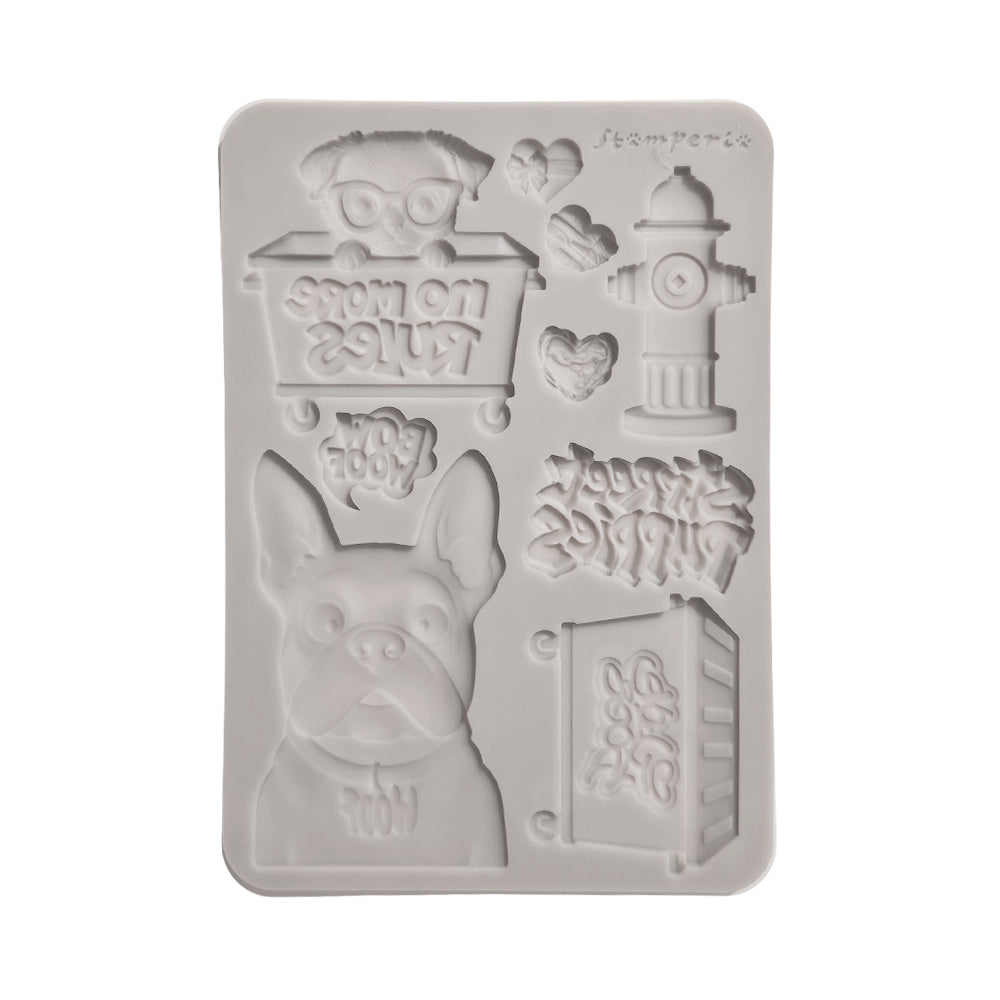 Stamperia Furry Friends 2 Dogs A5 Silicone Mould