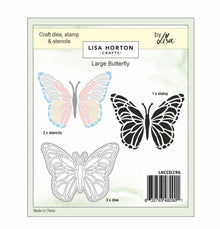 Lisa Horton Crafts Large Butterfly Die, Stencil and Stamp Companion Set
