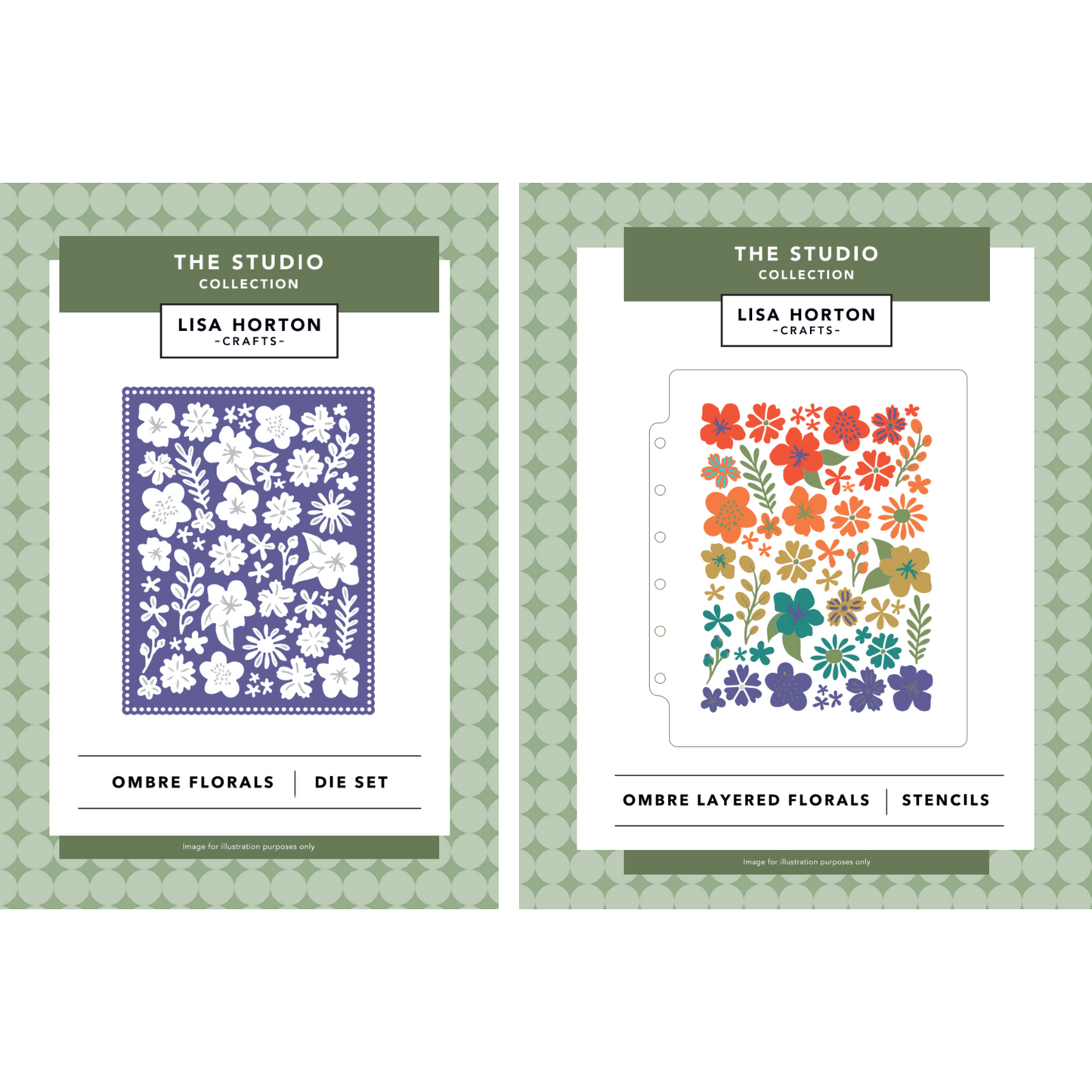Lisa Horton Crafts The Studio Collection Ombré Florals Layering Stencils & Die Set