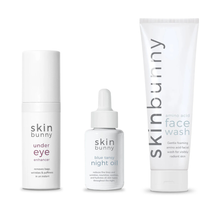 Skinbunny Under Eye Enhancer 10g (100 Applications), Blue Tansy Night Oil 30ml and Amino Acid Face Wash 125ml