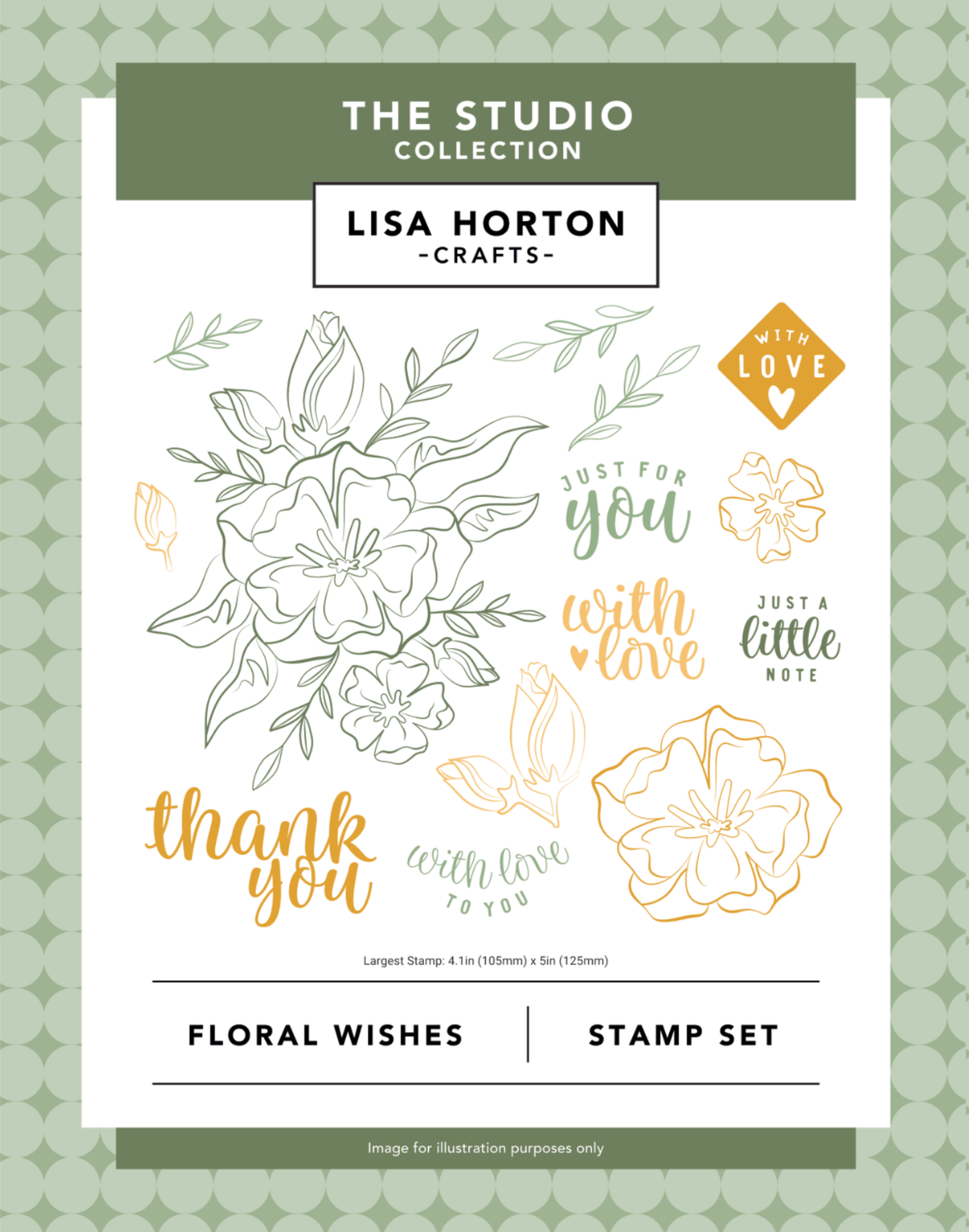 Lisa Horton Crafts Floral Wishes Stamp Set - 14 Stamps