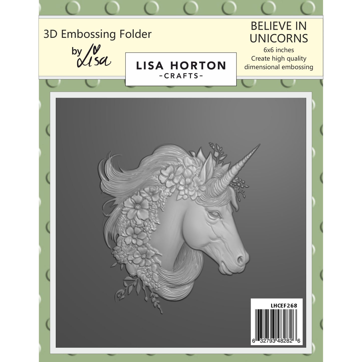 Lisa Horton Crafts Believe In Unicorns 6" x 6" 3D Embossing Folder