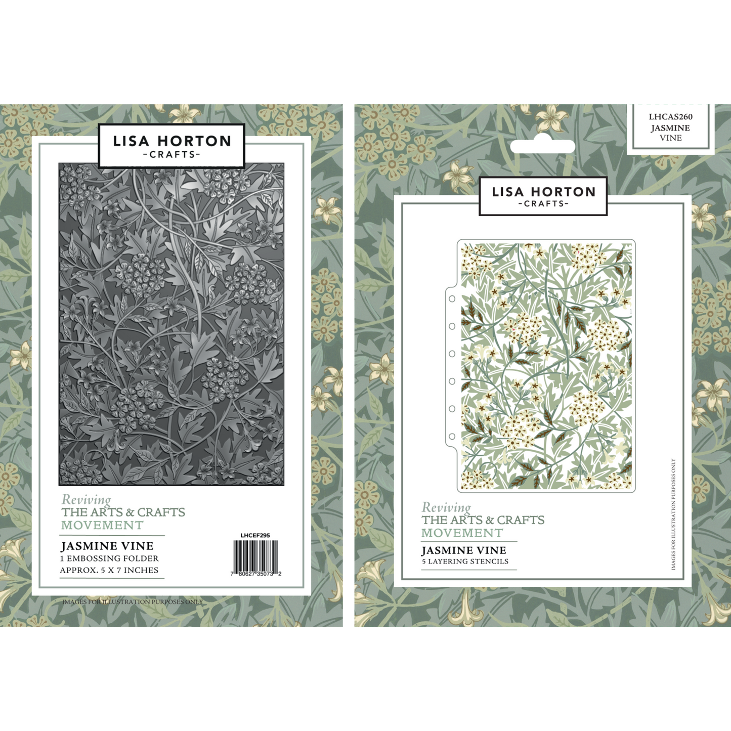 Lisa Horton Crafts Reviving The Arts & Crafts Movement Jasmine Vine 3D Embossing Folder & Layering Stencils