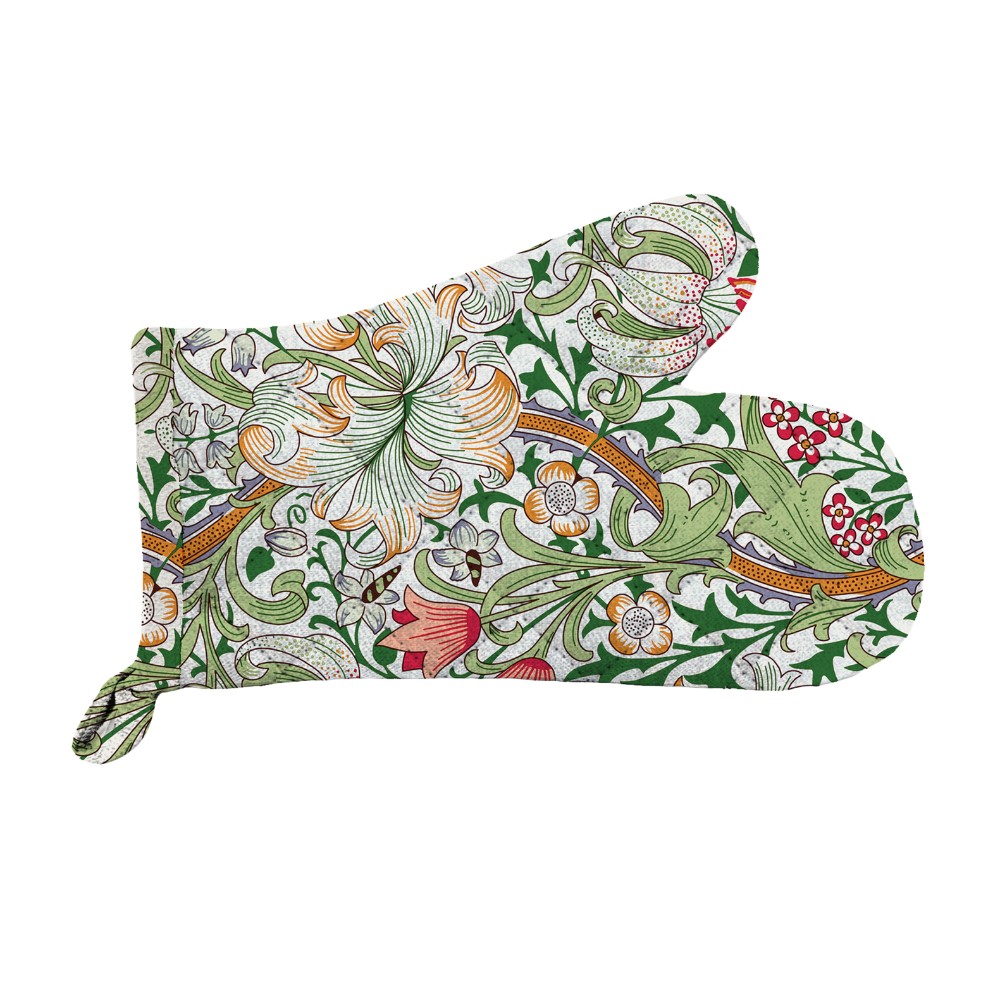 William Morris Gallery Kitchen Set - Single Oven Glove, Pot Holder & Tea Towel - Golden Lily