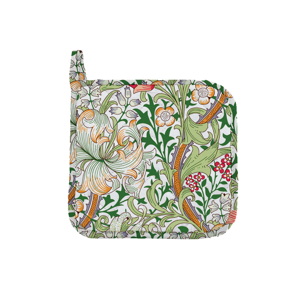 William Morris Gallery Kitchen Set - Single Oven Glove, Pot Holder & Tea Towel - Golden Lily