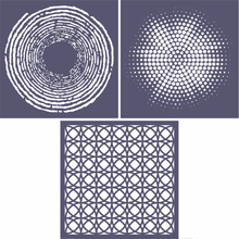 Funky Fossil 8x8 Stencil Trio - Halftone Circle, Ever Decreasing Circles & Circle Lattice