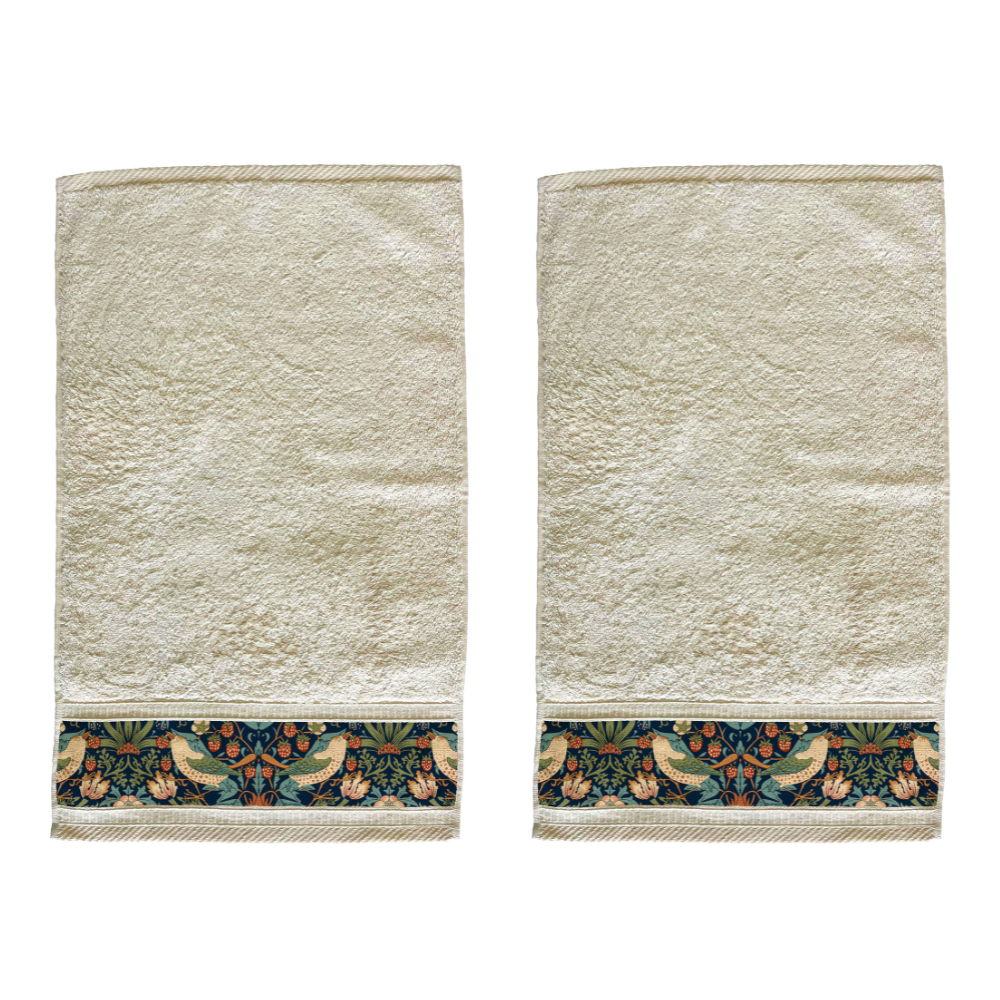 William Morris Gallery Hand Towel & Guest Towel Set - Strawberry Thief Navy