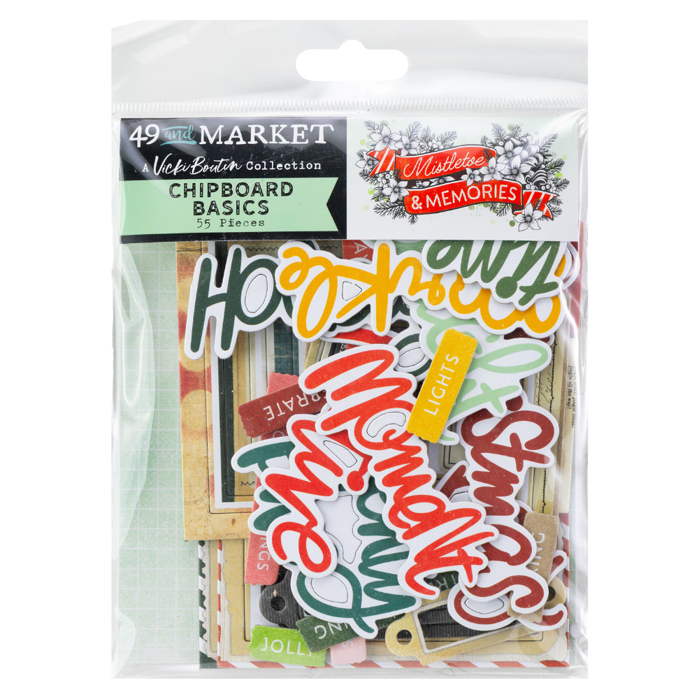 49 & Market Mistletoe and Memories Chipboard Set