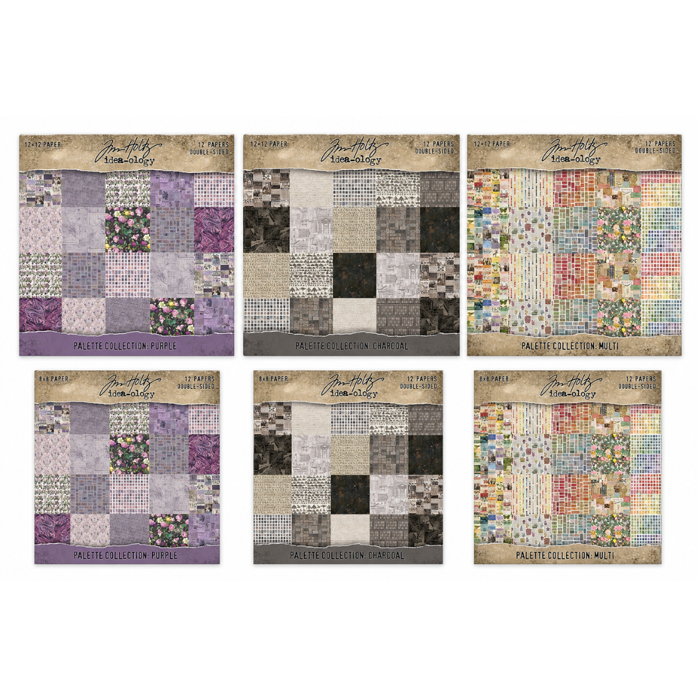 Tim Holtz Idea-ology Palette Papers Final Release Collection – 72 Sheets (12" x 12" & 8" x 8")