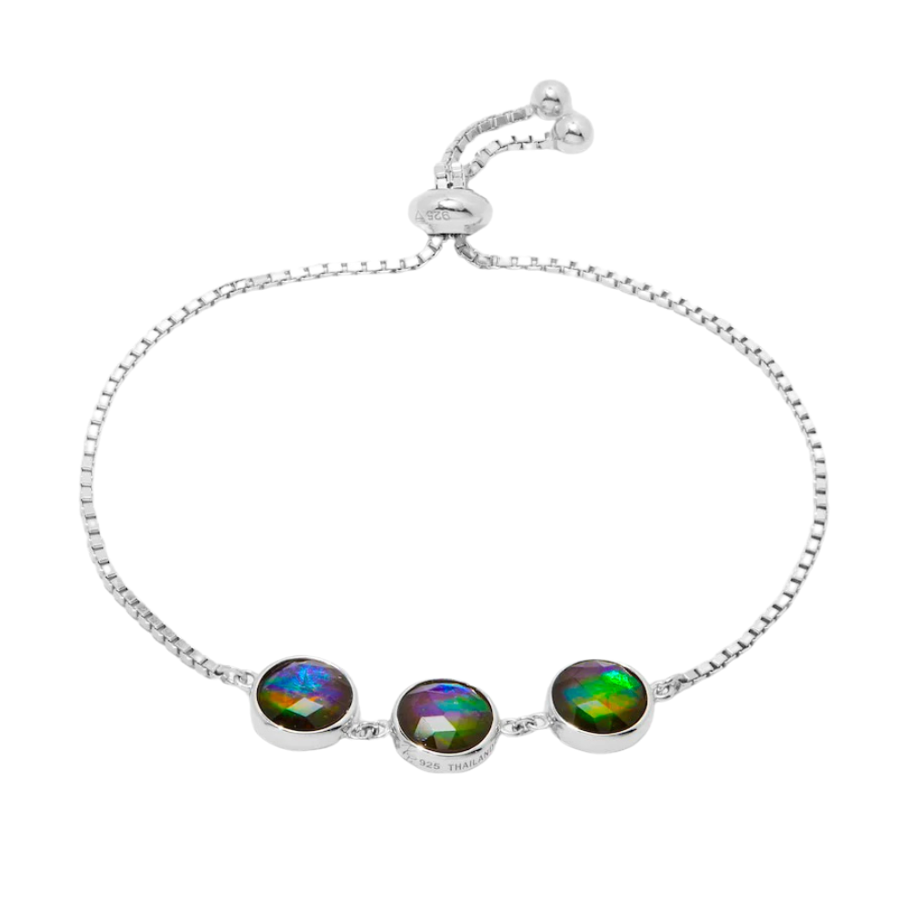 Canadian Ammolite Gems by Kenneth Bradley 3-Stone Bracelet