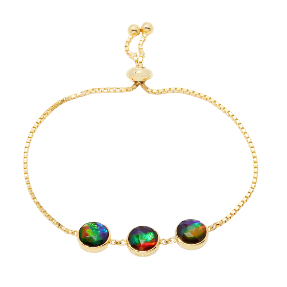 Canadian Ammolite Gems by Kenneth Bradley 3-Stone Bracelet