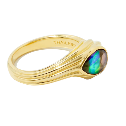 Canadian Ammolite Gems by Kenneth Bradley 'Addison' Ring in 14k Yellow Gold